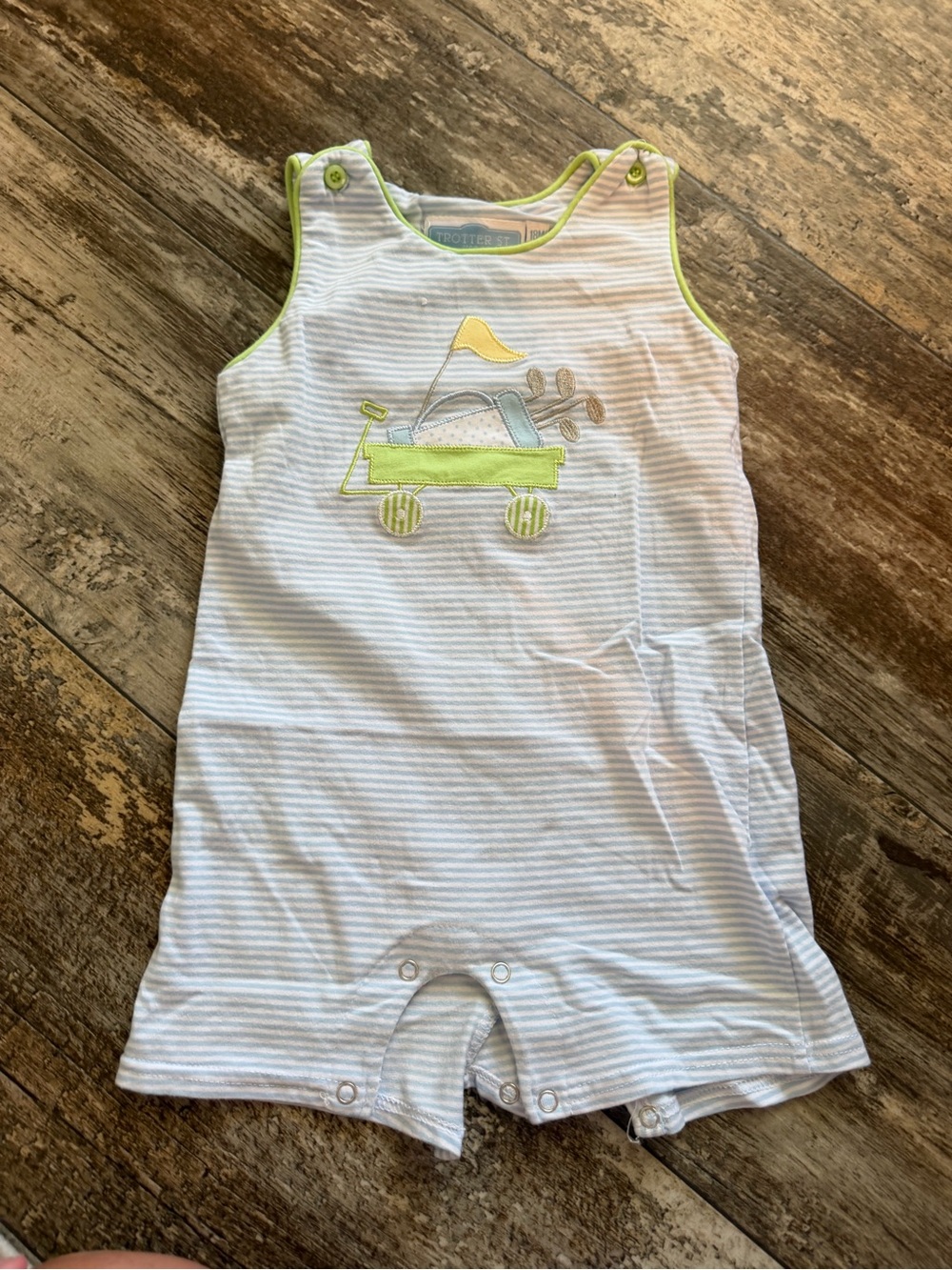 Striped White & Green Baby Romper - Unbranded